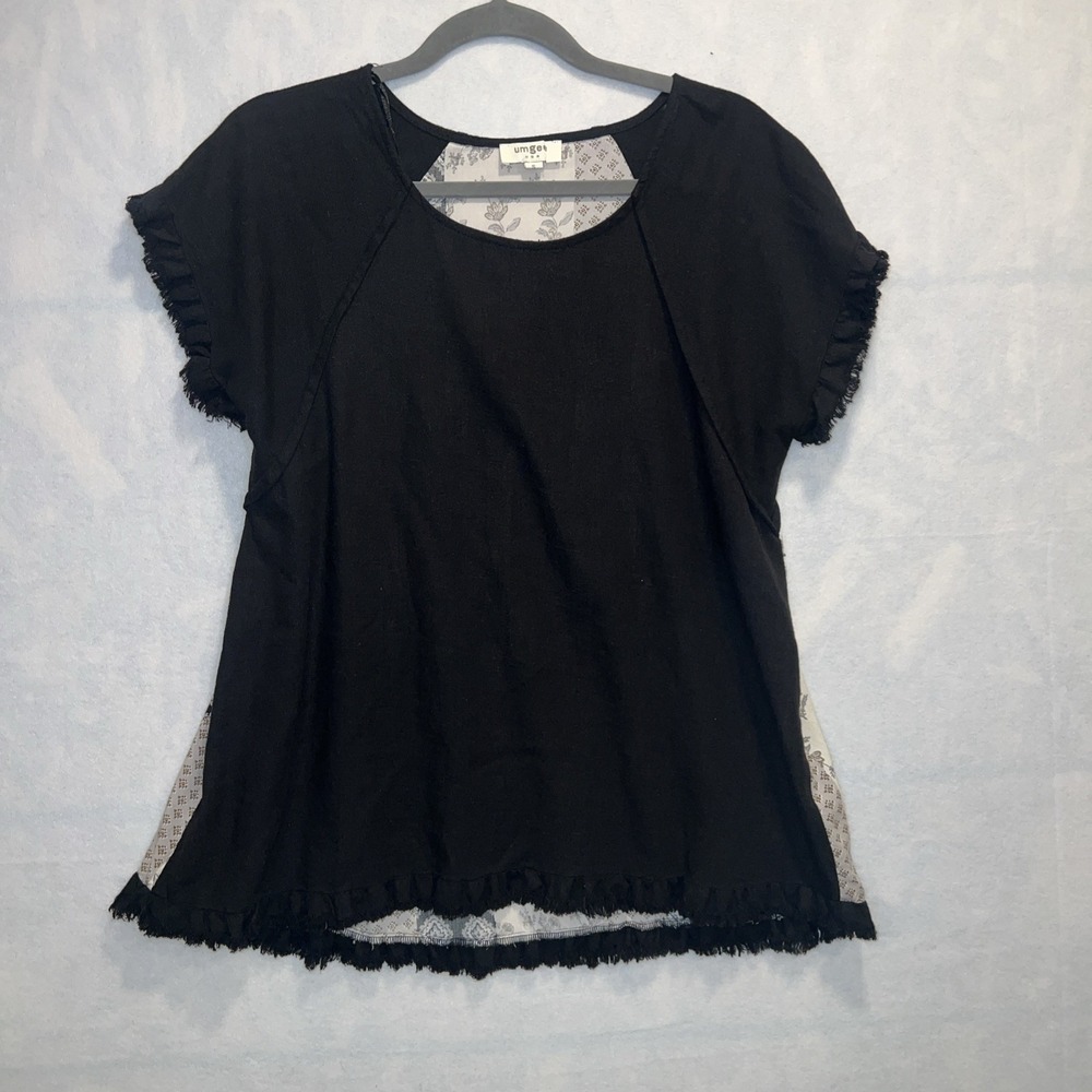 Umgee Linen Blend Fray With Paisley Back Size‎ S Black